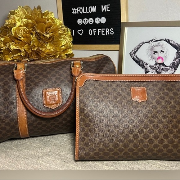 Vintage GUC Celine Macadam Monogram Boston & Pouch Set - Picture 1 of 15